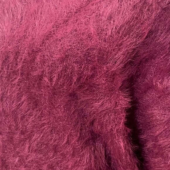 Anthropologie Fuzzy Maroon Pullover Sweater Sz M Nylon Blend Long Sleeve Cozy - Picture 4 of 11